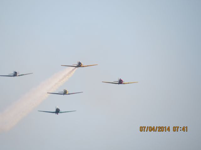 North American Trojan (LDA14454) - Duck Creek at Grand Lake Oklahoma small airshow before the biggest fireworks show in the Midwest.