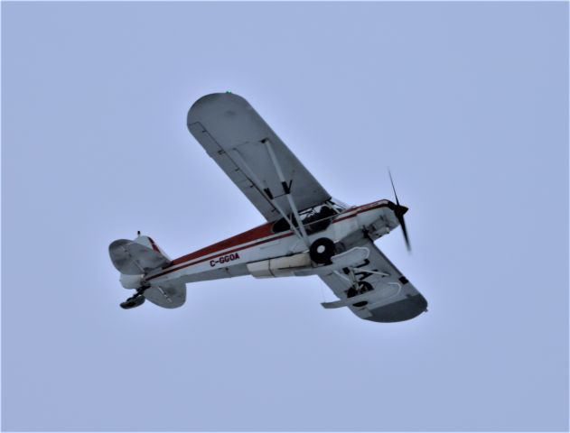 C-GGOA — - C-GGOA Piper PA-18-150 Super Cub survolant le fleuve St-Laurent à Lavaltrie QC. le 27-01-2023 à 15:18.