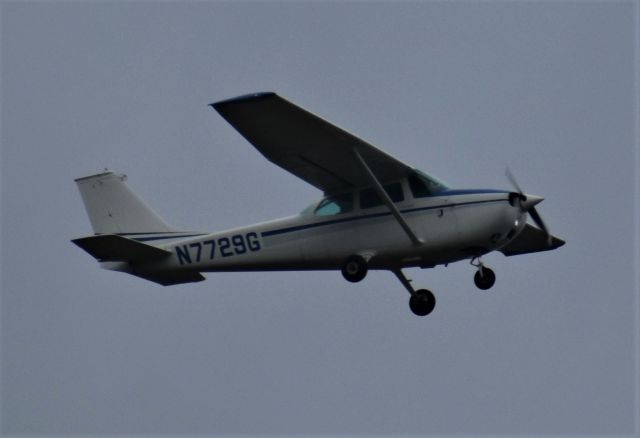 Cessna Skyhawk (N7729G) - This photo was taken on 4-5-20 at 1758, on my private property south of ERV. It was a rainy day, with no airplanes. I fed my deer, then got on the roof of my poolhouse for a good view because the highway noise was very loud. Suddenly N7729G flies across my property, in front of me, looking at the deer. Then he made a loop and came back and did it again:  Engaged in a conspiracy to poach, and harassment. I am sorry to report this incident, considering the illustrious name the owner of this airplane carries.  