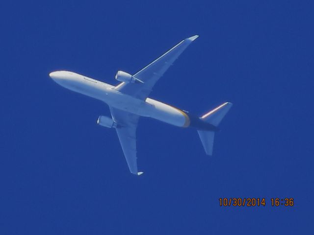 BOEING 767-300 (N357UP) - UPS flight 2920 from SDF to SAN over Baxter Springs Kansas (78KS) at 36,000 feet.