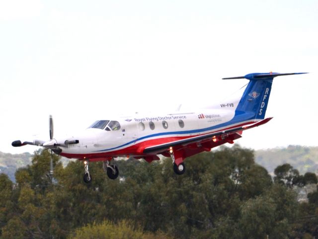 Pilatus PC-12 (VH-FVB) - On short finals for runway 05. Thursday 12th July 2012.