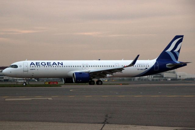 Airbus A321neo (SX-NAA) - Taxiing to Stand 216 on 27-Nov-20 operating flight AEE602 from LGAV.
