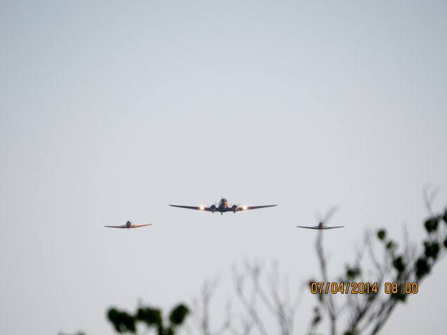 Douglas DC-3 (N4089T) - Duck Creek at Grand Lake Oklahoma small airshow before the biggest fireworks show in the Midwest.