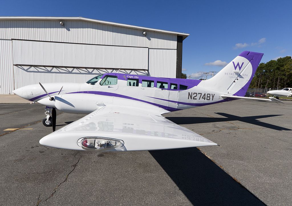 Cessna 402 (N2748Y) - Cape Airs newest special paint scheme.  Sponsored by the W Retreat & Spa in Vieques.