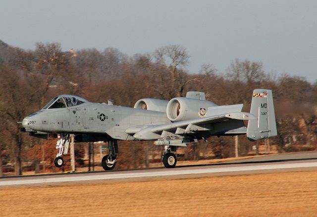 A10 — - An A-10 from the 57th AW of the Maryland Air National Guard returns from a training sortie at KFSM. The Maryland ANG is training with the 188th FW as 188th prepares for deployment to Afganistan.