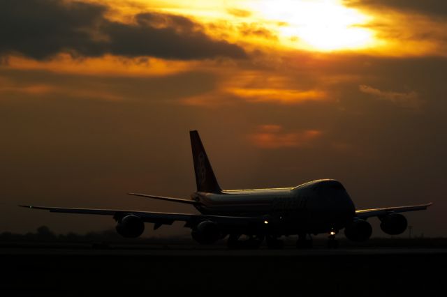 BOEING 747-8 (LX-VCA) - LX-VCA sunset shiluette catch in LHBP, Budapest.