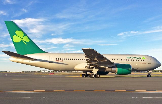 BOEING 767-200 (N234AX) - Newly painted Shamrock operated by Omni Air @ KBOS Logan B767-200ER