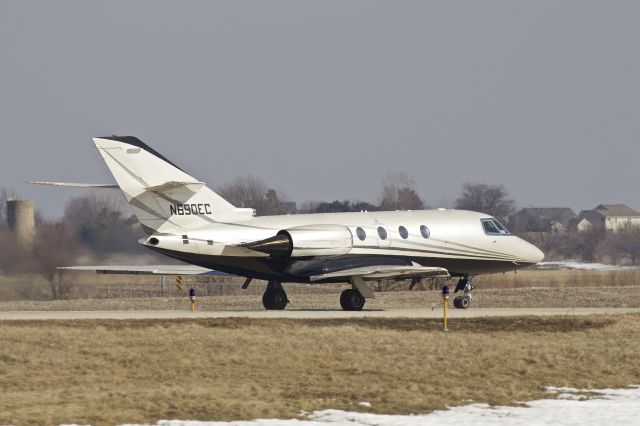 Dassault Falcon 20 (N690EC) - A Dassault Falcon 20 applies takeoff power on Runway 15, Aurora Municipal Airport.