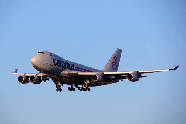 Boeing 747-400 — - Cargolux B747-400F, same one from the other close up photo. Taken from Proud Bird.