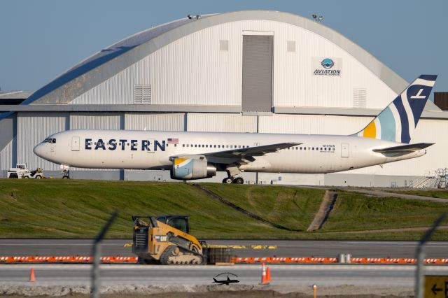 BOEING 767-300 (N705KW) - eastern 767 being towed to its hangar after arriving from AEX