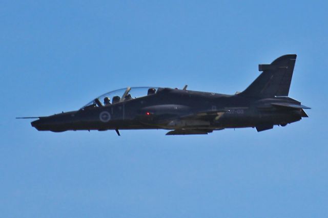 Boeing Goshawk (A2703) - BAE Hawk 127 RAAF A27-03 RAAF 79 Sqn finished in a high gloss dark gray finish.  RAAF Pearce YPEA May 2012. Unfortunately late afternoon Sun on the right.