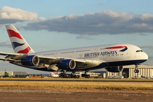 Airbus A380-800 (G-XLEA) - Touch down for BA's latest addition to it's fleet.