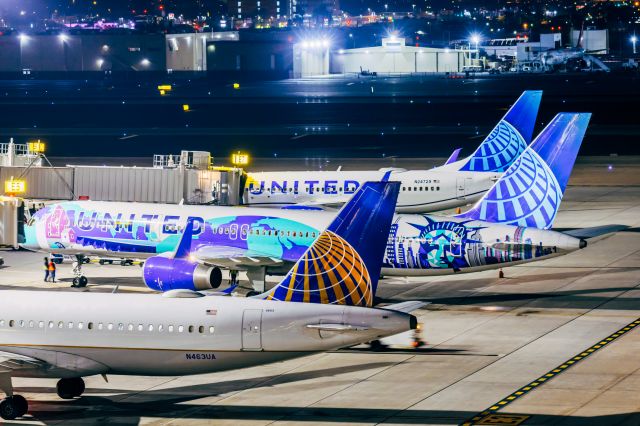 Boeing 757-200 (N14102) - United Airlines 757-200 in Her Art Here (Antonelli - NJ/NYC) special livery taxiing at PHX on 1/6/22. Taken with a Canon R7 and Tamron 70-200 G2 lens.