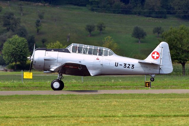 HB-RDN — - North American AT-16 Harward II - we had 40 Planes of this type in Switzerland. This ist the last one in flying conditions.  (08-05-2017)