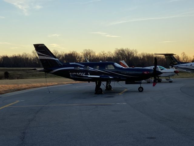 Piper Malibu Meridian (N612KJ) - Parked on the ramp at sunrise outside Thaden Fieldhouse.