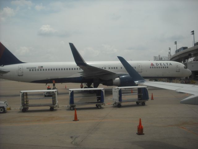 Boeing 757-200 (N554NW) - Delta Airlines flight 5710 operated by Compass Airlines arriving at gate.  Delta Airlines flight 2010 arrived at gate from Atlanta.