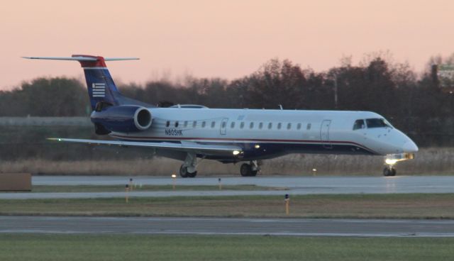 Embraer ERJ-145 (N805HK) - Landing at Gary Regional Airport on Runway 30.