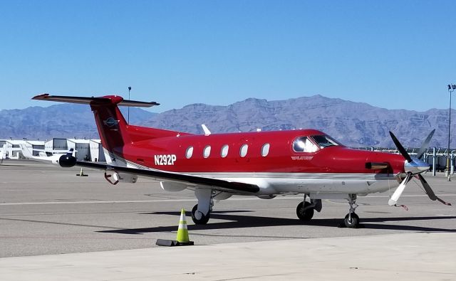 Pilatus PC-12 (N292P) - Looks much bigger in person, especially when it is surrounded by Cessnas, Pipers, and Beechcraft. At North Las Vegas Airport on a Sunday afternoon.