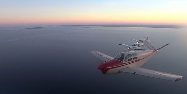 Beechcraft 35 Bonanza (N8789A) - Sandy Hook NJ and Raritan Bay, 3 A36s & 1 B35