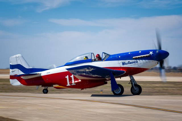 North American P-51 Mustang (N991R) - Race 11 "Miss America" taxiing out from the 2020 Oklahoma State University Flying Aggies Fly-In.