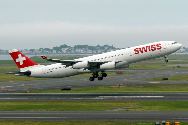 Airbus A340-300 (HB-JMD) - Swiss 55 departing back to Zurich