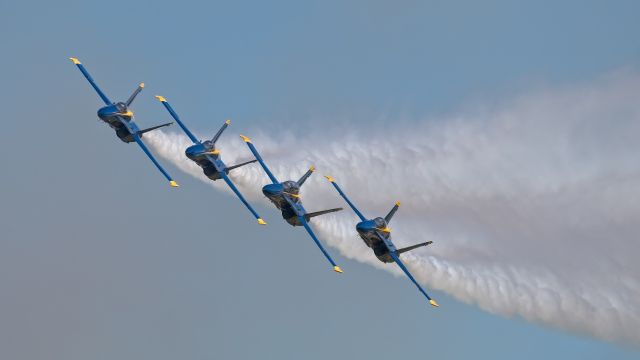 — — - Blue Angels performing at the EAA in Oshkosh, WI