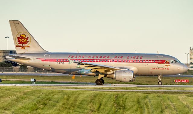 Airbus A319 (C-FZUH) - Portrait shot of the Air Canada retro taxiing for a 06L departure.br /Update: March 2021, this aircraft now WFU and most likely sitting in the desert waiting to be parted out or scrapped. On a bright note though, Air Canada have painted one of their new A220-300's in this retro scheme and soon to take to the air!