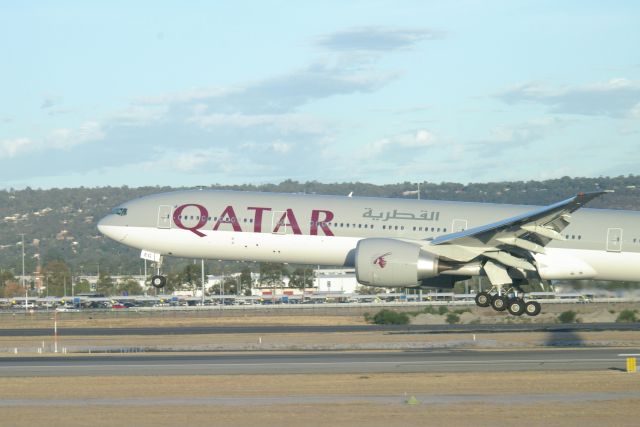 Boeing 777-200 — - Qatar Boeing 777-300ER right before touchdown at Perth International Airport on 14th March 2016