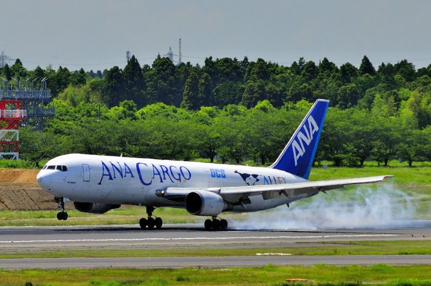 BOEING 767-300 (JA8362) - Landing in smoke....