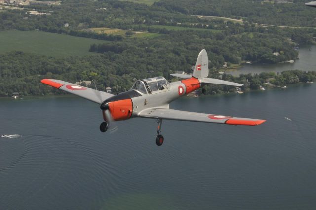 OGMA DHC-1 Chipmunk (N22777) - N2277 Ex-Royal Danish Air Force P-126 over Wisconsin near Waukesha. Taken from ex-RDAF P-124