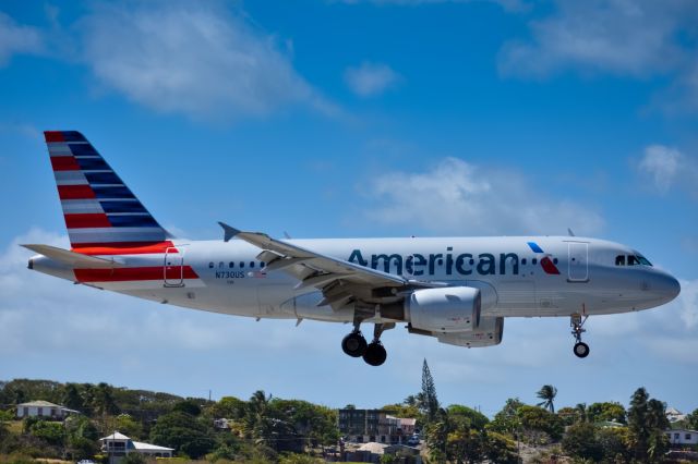 Airbus A319 (N730US) - American 1958 A319 arrival into BGI from Charlotte (CLT)