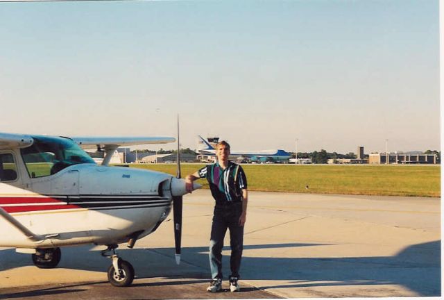 Cessna Skyhawk (N1493V) - Ken Hairr CFI at Dobbins, Air Force One in background