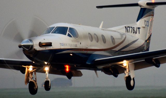 Pilatus PC-12 (N776JT) - Boutique PC-12 landing at the Merced Regional Airport. Visibility 1/4 mile