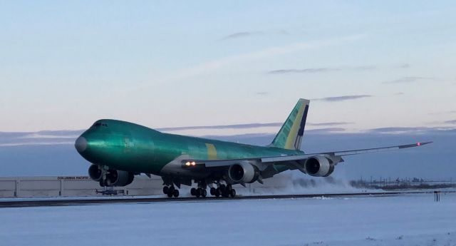 — — - The last 747, like the first, stops by the Grant County Int'l Airport in Moses Lake, WA