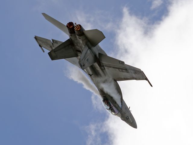 McDonnell Douglas FA-18 Hornet (16-5929) - A little upsidedown vapor from the US Navy West Coast FA-18 Super Hornet Demo Team from VFA-122, Strike Fighter Squadron 122, the "Flying Eagles", this morning at Thunder Over Michigan (20 Jul 2024).