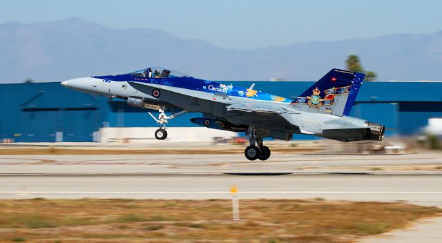 — — - Canadian F-18 taking off from klgb after a performance at catalina island