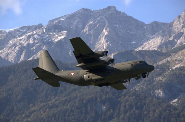 Lockheed C-130 Hercules (8TCA) - Beautifulf take-off of a Hercules at Innsbruck with the "Nordkette" in the background!