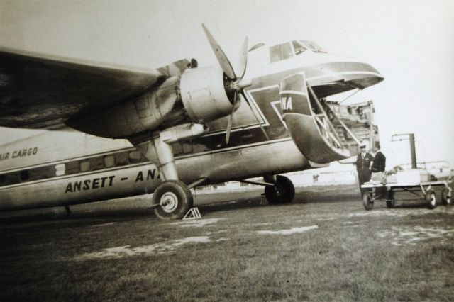 VH-BFA — - Ansett-ANA Bristol freighter at Flinders Island, circa 1961