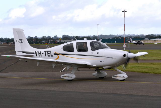 Cirrus SR-20 (VH-TEL) - A 2014 Cirrus SR20 VH-TEL arriving at Sydney/Bankstown on an unusually grey evening.