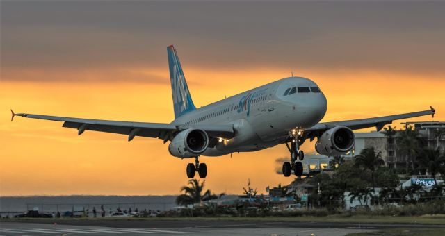 Airbus A320 (EC-NOZ) - Sky Atlantic airlines registered as EC-NOZ leased and flying for SLM Suriname airlines seen landing at St Maarten. 02/01/2022