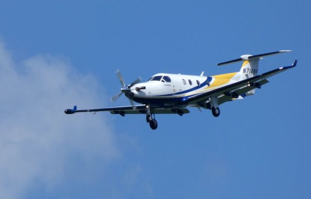 Pilatus PC-12 (N714WV) - On final is this 2005 Pilatus PC12/45 in the Summer of 2018.