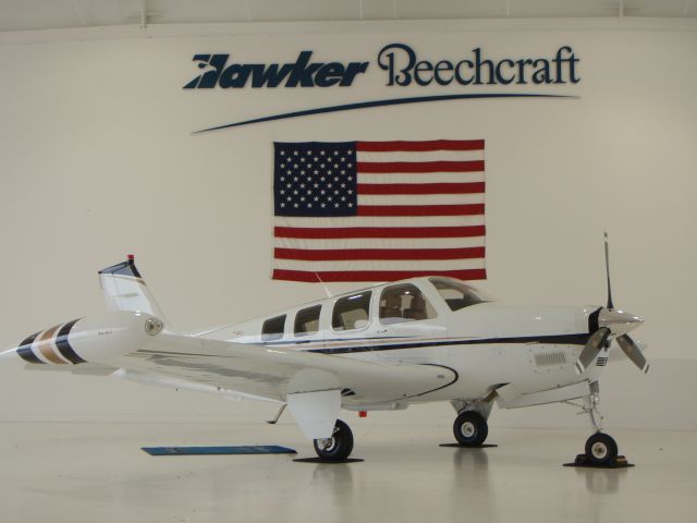 Beechcraft Bonanza (36) (N631AD) - Beechcraft Bonanza G-36 with Osborne tip-tanks, at the Hawker Beechcraft factory ready for pickup