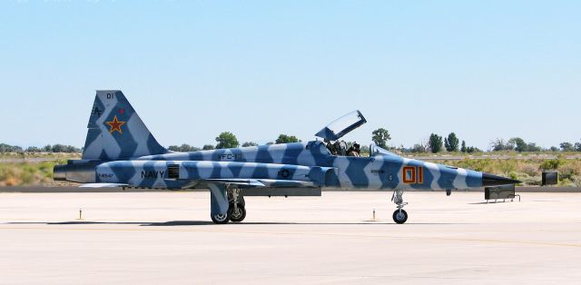 Northrop RF-5 Tigereye (74-1547) - This Northrop F-5E Tiger II (741547) was photographed eleven years ago when it was being used by the Navy's VFC-13 "Fighting Saints" as an aggressor aircraft at NAS Fallon.br /br /Since this photo was snapped, the blue camo paint scheme seen on this Tiger has been discontinued by VFC-13 and today there are no VFC-13 aggressor aircraft painted in this scheme.br /br /Tiger 741547 was acquired by the Navy from the US Air Force.br /br /In my many visits to KNFL since I took this photo, I have not seen Tiger 741547. That doesn't mean it is no longer there; it merely means I cannot recall having seen it. But if it has been retired by the Navy, then I have no idea as to its current whereabouts.