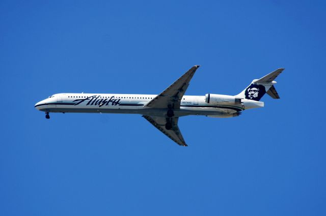 McDonnell Douglas MD-83 (N974AS) - KSEA - inbound to KSEA - from Military Rd S in Seattle above KBFI