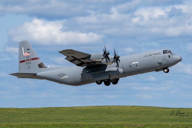 Lockheed EC-130J Hercules (99-1431) - RCH143, a Lockheed Martin C-130J-30 Super Hercules from the 143d Airlift Wing, Rhode Island ANG, departing Burke Lakefront Airport this morning, 20 Aug 2024, bound for Westerly State Airport (WST).