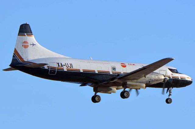 CONVAIR CV-580 (XA-UJI) - Aeronaves TSM Convair 640F XA-UJI landing at Phoenix Sky Harbor on May 16, 2018