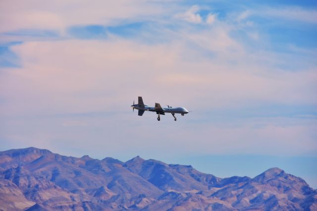 — — - Predator drone approaching KINS (Creech Air Force Base) Indian Springs Nevada