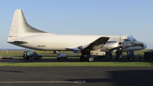 CONVAIR CV-580 (ZK-KFL) - 'Toroa Freighter' awaiting a load to NZCH for the night.