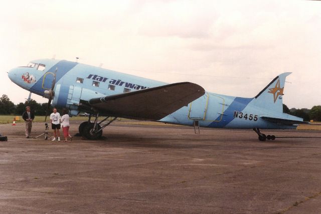 Douglas DC-3 (N3455) - Seen here in Jul-95.br /br /Reverted to G-AMSN 31-Aug-95.br /Registration cancelled 25-Jan-00 as permanently withdrawn from use.