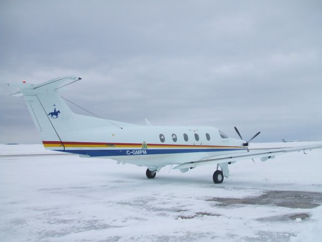 Pilatus PC-12 (C-GMPM) - Parked at RCMP Hangar Goose Airport NL. April 7/9